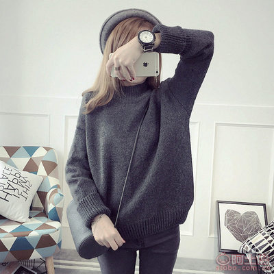 韓系風(fēng)尚，溫暖加碼 一款秋冬必備的韓版半高領(lǐng)寬松針織衫
